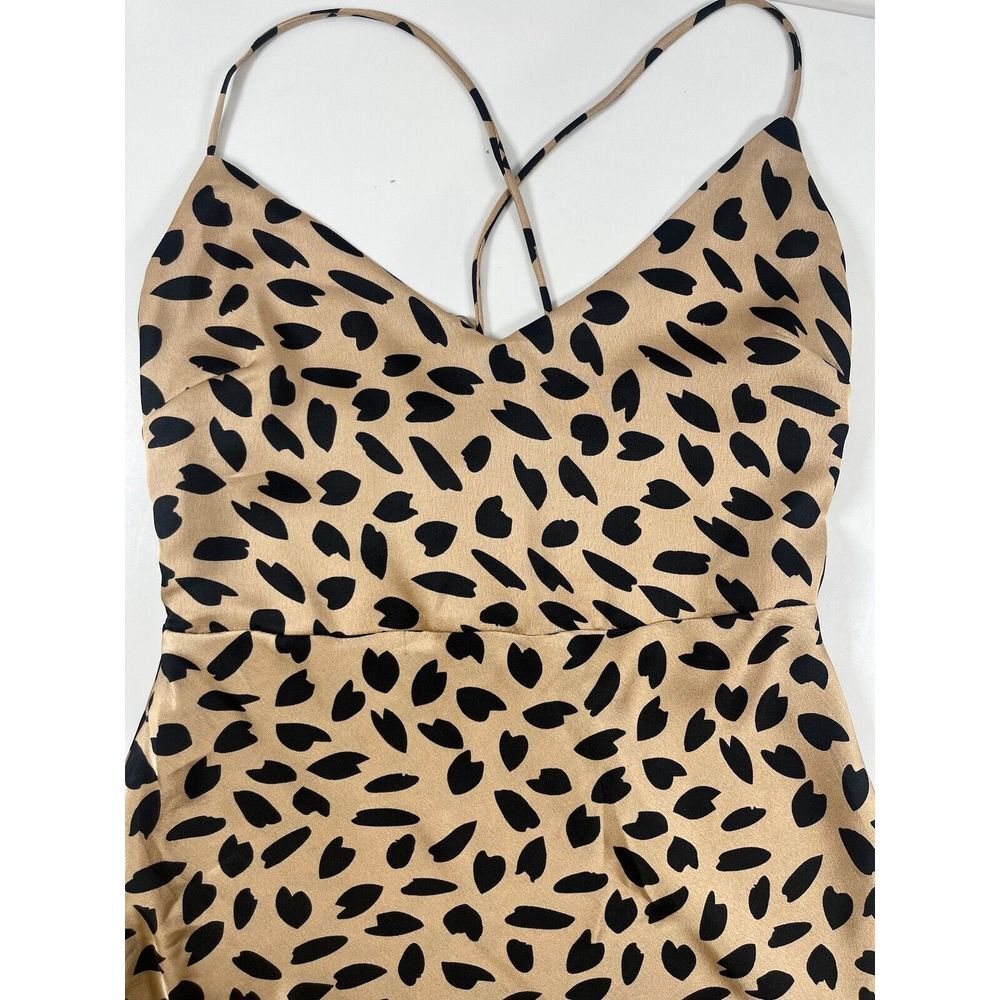 Hello Molly Beige Slip Midi Dress with Black Leaf Print - Picture 2 of 8